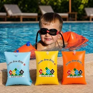 Kids Arm Floaters 1 Pair Inflatable Swimming Arm Bands for Children Swim Floaties Pool Water Safety Training Buoyancy Aid