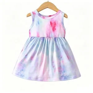 Catpapa  Baby Girls' Summer Dress - Sleeveless A-Line, Cotton Blend, 0-3Y, Multicolore