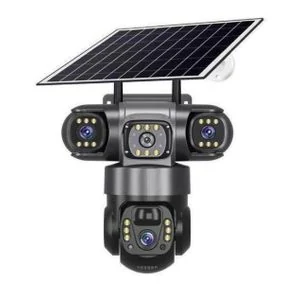 WiFi Triple-Lens Solar Security Camera – Wireless Outdoor CCTV with Night Vision
