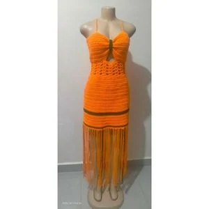 Crochet Halter Fringe Dress