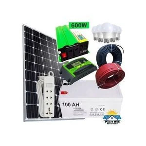 Sunlight Solar All Weather  Monocrystalline 150 Watts Solar Panel Fullkit+100 Solar Battery+600w Solar Power Inverter +10ah Solar Charge Controller+5 DC Bulb + Extension + 10m Cable