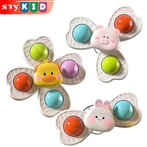 3-Piece Rotating Rattle Set 2-in-1 Suction Cup Spinner Toy for Toddlers