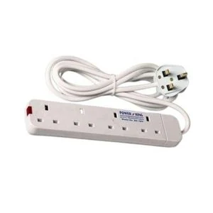 Power King Best 4 Way Power Extension With Long Cable // Power extenson - White