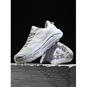 HOBM Breathable Mesh Running Shoes: Lightweight Sneakers, Cushioned Comfort Jogging Outdoor Sports Tennis Shoes - White