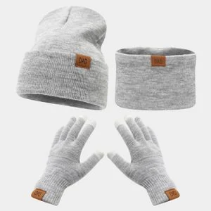 3pcs Knitted Hat Beanie Cap Winter Cold Proof Hat Scarf Gloves Sets Outdoor Warm Windproof Hat Fit School Cycling Daily Activities Sets for Kids Children