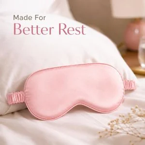 Silk Sleep Eye Mask Soft Light Blocking Blindfold for Travel & Daily Sleep - Pink