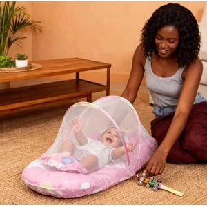 Baby Sleeping Nest Anti-Mosquito, Portable Foldable Baby Bassinet - Pink