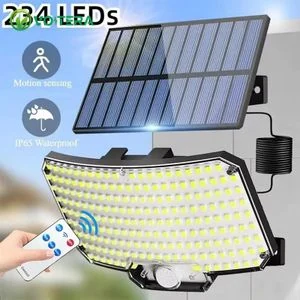 VoltEra Solar Lights for Outside, 4600Lum 234 LED Solar Lights Outdoor, Motion Sensor Dusk to Dawn Solar Powered Security Flood Light, Split 16.5ft Cable for Wall Shed Garden