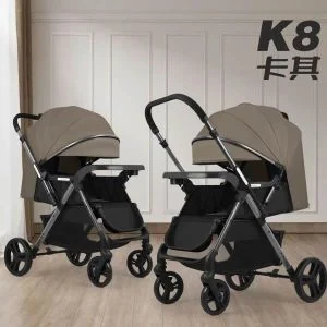 Travel System Baby Stroller Pram Two-Way Directions Baby Carrier khaki