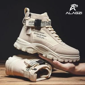 ALagzi 2026 Mens Casual High-Top Shoes Running Sneakers - Beige