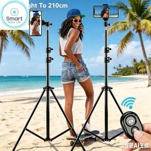 Smartraha life 2.1M 4-in-1 Universal Tripod Stand Kit – Includes Ball Head, Phone Clip & Bluetooth Remote, Compatible with Camera, Smartphone, Projector, Monopod for Vlogging, Live Streaming, Photography