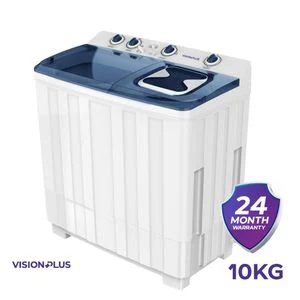 Vision Plus 10KG Twin Tub Top Load Washing Machine - White & Blue (2YRS WRTY)