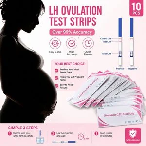 LH Ovulation Fertility Strips for Women - 10 Pack Home Cycle Tracking Kit