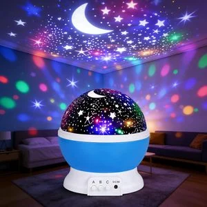 addigoes Star Projector for Kids, Galaxy Night Light - 360° Rotating Nebula with 12 Soothing Colors & 4 LEDs, USB Powered Sleep Aid Nursery Lamp for Baby, Boys & Girls