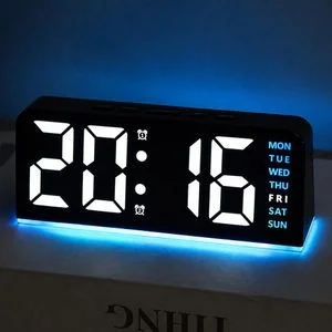 CYFAZA LED Digital Alarm Clock with Blue Ambient Night Light, Large Display, Dual Alarm, USB Powered, for Bedroom & Bedside