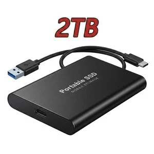 2TB USB 3.1 SSD External Moblie Hard Drive Storage - Black