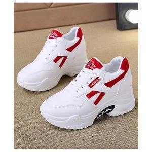Women shoes  / Ladies shoes  Height-Increasing women Sneakers / ladies sneaker  White-Red – Breathable Casual Shoes with Comfortable Fit – Daily Fashion