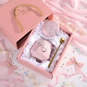 Customized Lovers Mug Marble Cup with Lid and Spoon – Luxury Couple Gift Set