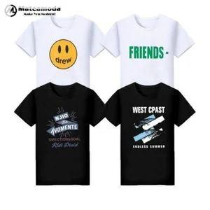 Mateamoda Mateamoda Unisex 4-Pack Polyester T-Shirts - Black & White, M-XXXL, Regular Fit