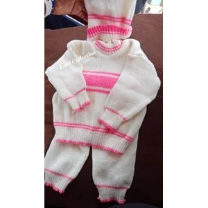 3Pack Beautiful Warm Newborn Knitted Baby Set Of 1Sweater 1trauser 1Cap
