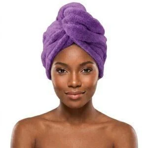 Microfiber Rapid Dry Hair Turban Wrap with Button