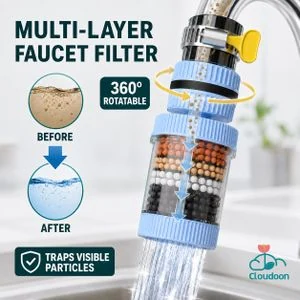 cloudoon Tap Water Filter for Kitchen Sink Faucet Purifier 6-Stage Water Filtration System–Blue