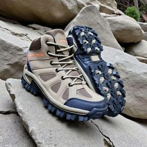 Mens lightweight waterproof hiking boots with non-slip sole. Durable Outdoor trail shoes for men with breathable Mesh and Ankle support. Adventure ready, trailblazer High-top trekking shoes.