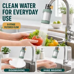 cloudoon Tap Water Filter Faucet Purifier 6-Stage Filtration for Kitchen Sink–Green