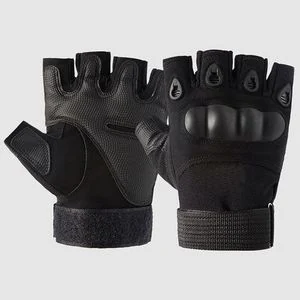 Fingerless Gloves With Hard Knuckle Anti-Slip Adjustable