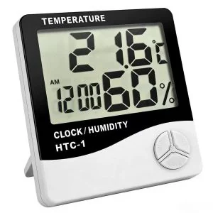 Digital Thermometer Hygrometer Clock Alarm Temperature Humidity Meter