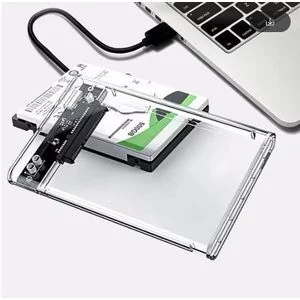 Transparent enclosure for 2.5-inch hard drives, USB 3.0, SSDs, SATA SSDs, for MacBook and PC