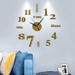 Clock 3D Silent Mirror Wall Vintage DIY