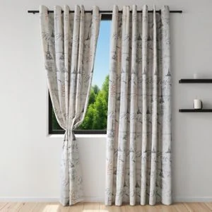 1 Panel Vintage Curtain Eyelet Curtain Drape for Living Room Bedroom