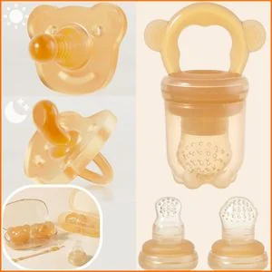 7-in-1 Baby Pacifier & Fruit Feeder Set - BPA Free Silicone Soother + Storage Boxes