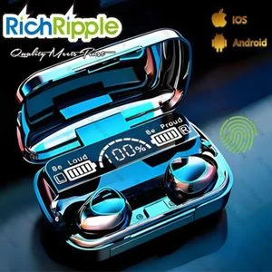 RichRipple M10 LED Display Bluetooth Headsets 9D Stereo Wireless Earphones - Black