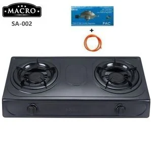Macro Table Top Gas Cooker 2 Burner + Regulator + Pipe