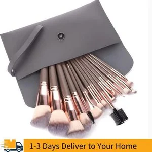15-Piece Professional Makeup Brush Set with Pouch