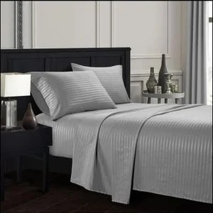 Fashion Grey Cotton Bedsheet Set - 6ft x 6ft, 4 Pieces (2 Bedsheets, 2 Pillowcases)