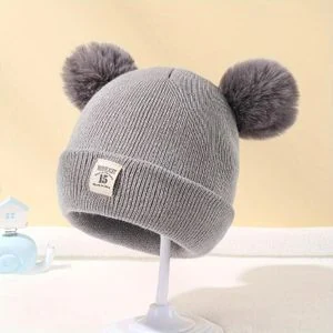 Moonlight Collection Well knitted ribbed winter Baby Boys Girls Beanie Hat Soft Winter Warm Double Pom Toddler  ribbed Knit Hat Infant Crochet Hat Skull Cap
