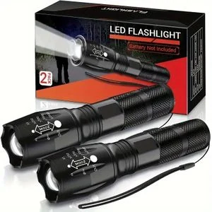 Mythco 2 Pack Tactical Flashlights Torch, 5 Modes 3000 High Lumens Led