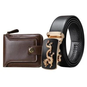 Men’s Wallet & Belt Set – Business Casual Combo