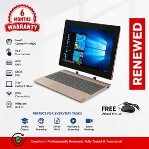 Renewed IdeaPad D330 2-in-1 Touchscreen Laptop & Tablet | 4GB RAM | 64GB SSD | Windows 10pro | Keyboard Included |6 Months Warranty