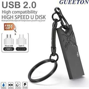 GUEETON 128GB Metal OTG Usb Flash Drive Waterproof 3D Embossment