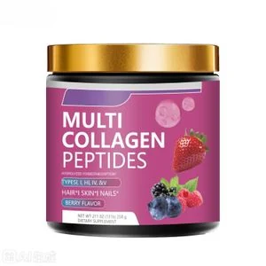 BIYODE Multi Collagen Peptides Powder (Types I, II, III, IV, & V) – Premium Hydrolyzed Anti-Aging Formula for Radiant Skin, Hair Growth, and Strong Nails (Berry Flavor 258g)
