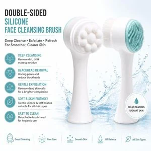 Double-Sided Silicone Face Cleansing Brush Facial Cleanser Blackhead Removal Product Pore Cleaner Exfoliator Face Scrub Brush