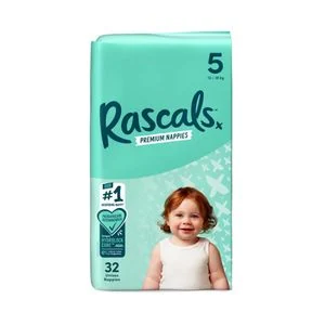 Rascal Premium Adhesive Walker Kids Nappy Diapers Size 5 (13-18 Kgs) - 32 Pieces