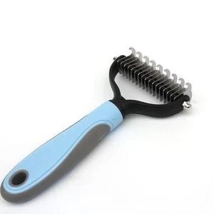 Pet Grooming Brush - Deshedding Brush Double Sided Shedding And Dematting Undercoat Rake Comb For Dogs & Cats