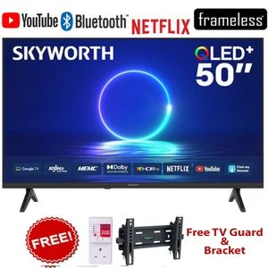 Skyworth 50" Inch 4K QLED Google TV 50Q6500H , Built-In Chromecast, Voice Search, Smart Android OS+FREE TILT BRACKET+TV GUARD