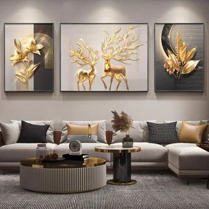 3 Frameless Art Deer Decorative Paintings - Canvas Paintings - Wall Stickers and Murals - Frameless Printed Wall Art - (140x50cm)