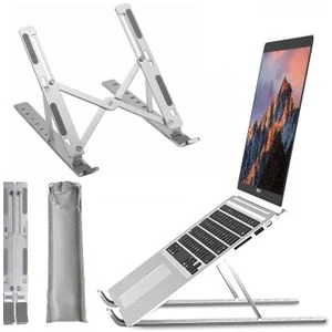 Portable Foldable Aluminium Alloy Desktop Laptop Stand Tablet Stand -(Silver)